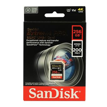 SanDisk Extreme Pro - Carte mémoire flash - 256 Go - Video Class V30 / UHS-I U3 / Class10 - SDXC UHS-I