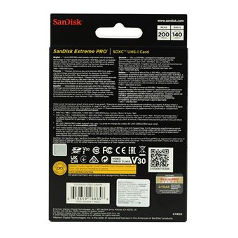 SanDisk Extreme Pro - Carte mémoire flash - 256 Go - Video Class V30 / UHS-I U3 / Class10 - SDXC UHS-I