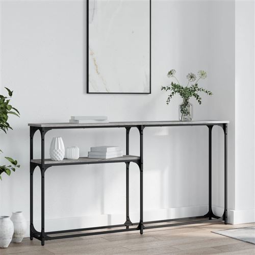 vidaXL - Table console - Gris - 145x22,5x75 cm - Image 2