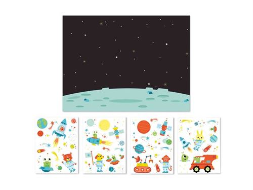 APLI kids - Jeu d'autocollants avec scène de l'espace - jeu éducatif