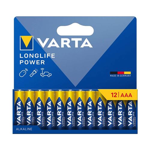 Pack de 12 Piles Alkaline AAA 1.5V High Energy Varta