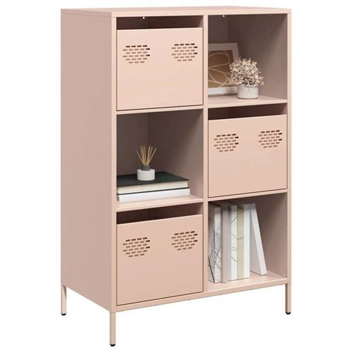Non Communiqué Rose Vidaxl Buffet Haut 68X39x103,5 Cm Acier, Armoire À Livres, Armoire À Livres Moderne, Étagère À Livres, Étagère Et 851407 - Image 1