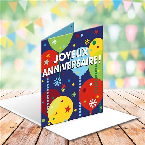 Grande Carte Anniversaire Ballons Multicolores - Draeger Paris - Carte de  vœux - Achat & prix