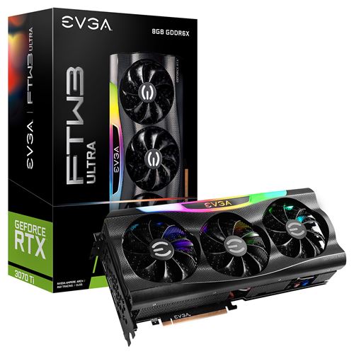 EVGA GeForce RTX 3070 Ti FTW3 ULTRA GAMING - Carte graphique - GF RTX 3070 Ti - 8 Go GDDR6X - PCIe 4.0 x16 - HDMI 3 x DisplayPort