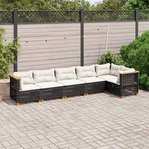 Non Communiqué Noir Salon De Jardin Modulable Vidaxl Rotin 6 Pieces 6 Personnes