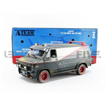 Greenlight Collectibles - Fourgon Agence Tous Risques 1983 échelle 1/24 - GMC Vandura Noir Et Rouge - Voiture Miniature De Collection