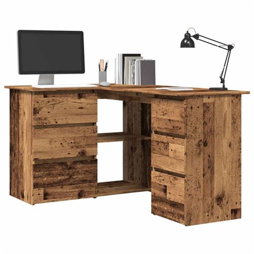 Non Communiqué Marron Bureau D Angle Vieux Bois 145X100x76 Cm Bois D Ingénierie