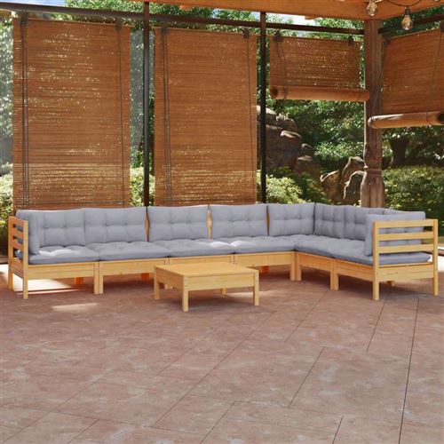Non Communiqué Bois Gris Vidaxl Massif 8 Personnes Salon De Jardin X 63.5 X 62.5 8 Pieces