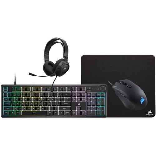 Pack Gaming Corsair 4 En 1 - Clavier K55 + Souris Gaming Harpoon Rgb Pro + Tapis De Souris Mm100 + Casque Multiplateforme Hs35