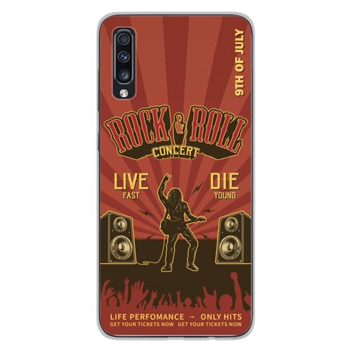 Coque en silicone imprimée compatible Samsung Galaxy A70 Rock and roll