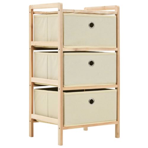 vidaXL Étagère de rangement 3 paniers non tissés Bois de cèdre Beige