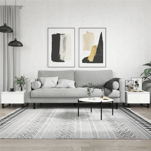 Non Communiqué Blanc Vidaxl Tables Basses 2 Pcs Brillant 50X46x35cm Bois D'ingénierie 830881