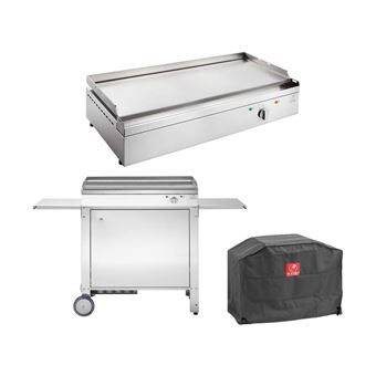 Planet - Plancha électrique en inox Chef 80 cm Avec chariot fermé + housse - 1