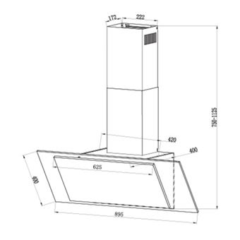 Hotte aspirante Plasma inclinée TA9PLAMVW Verre Blanc 90 cm 623m3/h