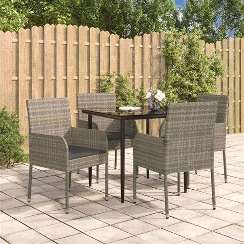 Non Communiqué Gris Vidaxl Ensemble À Manger De Jardin Coussins 5 Pcs Noir Et Ensemble De Salle À Manger, Ensemble De Salle À Manger 3185150