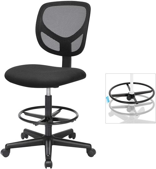 Chaise tabouret de bureau repose-pieds rotatif noir - Achat & prix