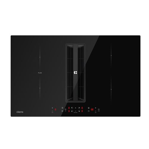 Plaque induction aspirante 83cm avec hotte int&eacute;gr&eacute;e 500m&sup3;h booster filtre &agrave; plasma noir aw834bbffbeh