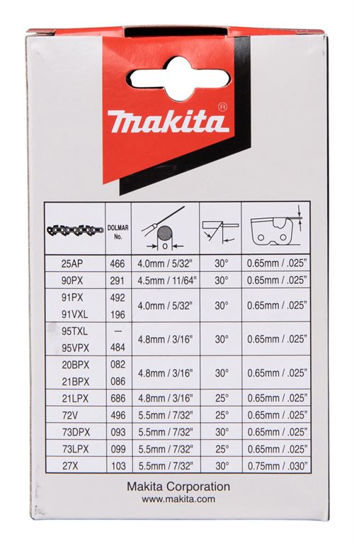 Limes rondes Makita pour chaînes de tronçonneuse 290 et 291