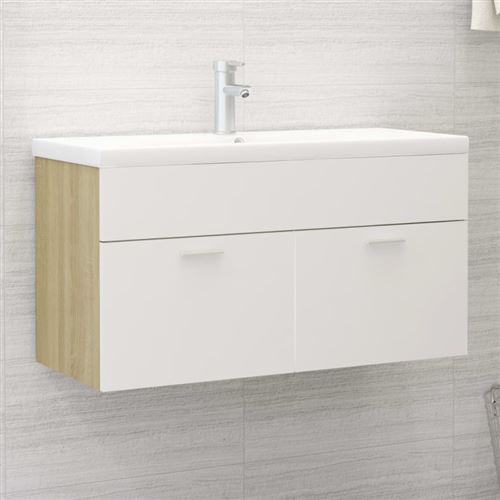 VidaXL Armoire d'évier et lavabo intégré Blanc/chêne sonoma Aggloméré