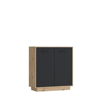 Buffet [en.casa] – 2 Portes Avec Ouverture Push-to-open – Étagère Intégrée – 75 X 70 X 34 Cm – Gris – Pour Salon, Entrée, Bureau