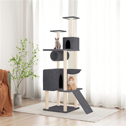 Comparer les prix de vidaXL Arbre à chat avec griffoirs en sisal Gris foncé 168 cm