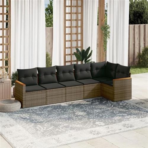 Non Communiqué Gris Vidaxl Salon De Jardin Avec Coussins 6 Pcs, Canapés De Terrasse, Ensemble De Meubles De Patio, Mobilier D'extérieur, 3258392