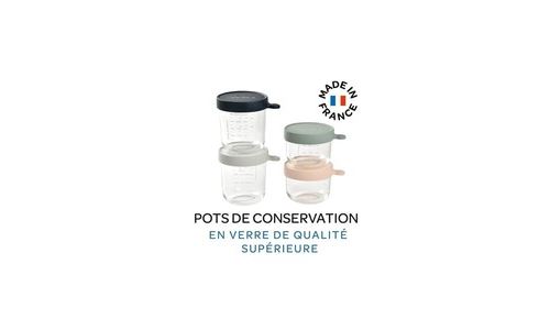 Béaba coffret 4 portions verre, pots de conservation (150ml pink