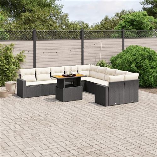 VIDAXL  Salon de jardin 11 pcs - Noir