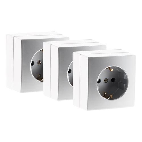 Non Communiqué Argent Zenitech - Lot De 3 Prises Schuko Saillie 16A Bel'vue