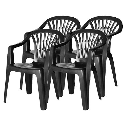 Lot 4 chaise de jardin empilable en résine - Longueur 57 x Profondeur 57 x Hauteur 80 cm