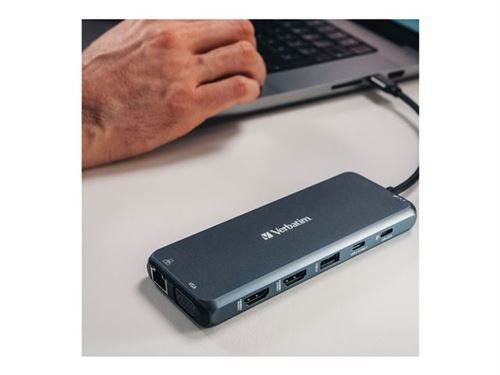 Verbatim - Concentrateur (hub) - 2 x HDMI + 1 x VGA + 7 x USB + 1 x Ethernet 1 GigabitEthernet - de bureau
