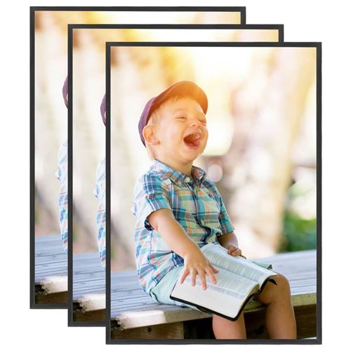 vidaXL Collage de cadres photo 3 pcs de mur table Noir 15x21 cm MDF