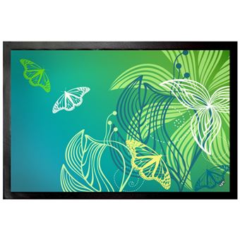 Printemps Paillasson Essuie Pieds Fleurs Et Papillons Dessin Floral 40x60 Cm