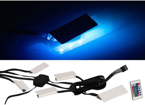 Dispositif d'éclairage pour vitrine - 4 pinces et 12 LED - RVB