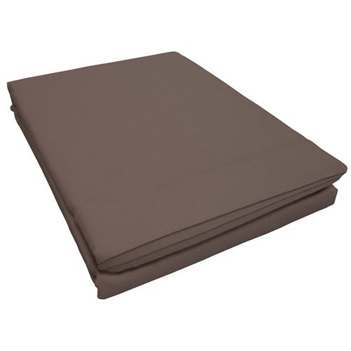 Drap plat 1 personne 180 x 290 cm uni 57 fils lina + point bourdon Noisette