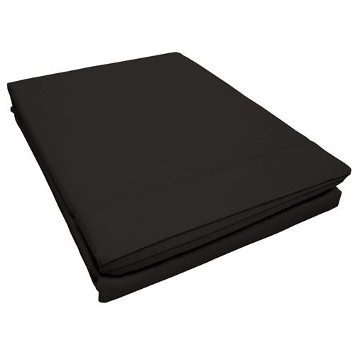Drap plat 1 personne 180 x 290 cm uni 57 fils lina + point bourdon Charbon