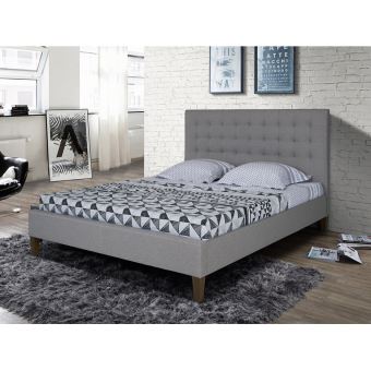 Lit Chiara Tete De Lit Capitonnee Gris Clair 160 200cm Achat Prix Fnac