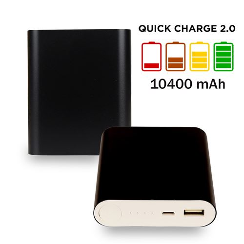 Batterie externe portable Powerbank 10400 mah - Noire - Charge ultra rapide