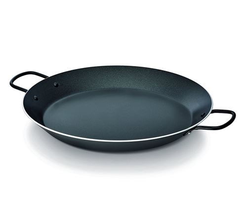 Plat à paella noir en aluminium D.38 cm tous feux dont induction