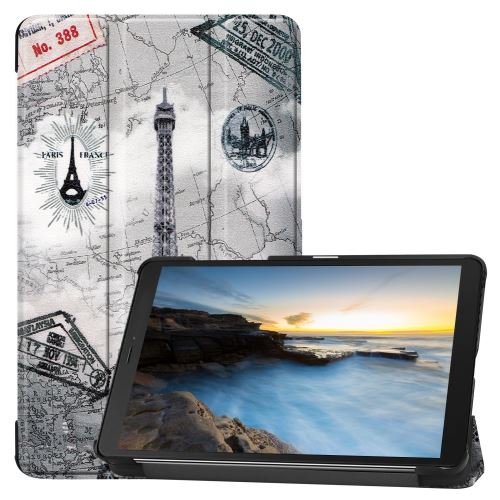 Générique Tour Eiffel Etui En Pu Impression De Motifs Avec Support Tripliure Pour Votre Samsung Galaxy Tab A 8.0 (2019) Sm-T290/Sm-T295 - Image 1