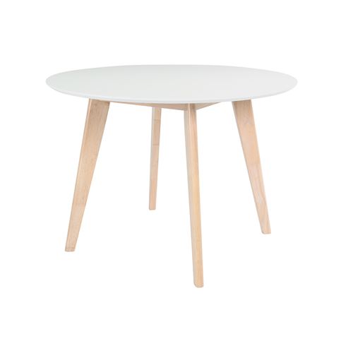 Miliboo Table scandinave ronde blanc et bois D100 cm LEENA