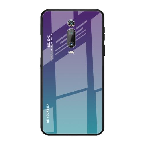 Coque en TPU verre hybride dégradé violet/bleu pour votre Xiaomi Redmi K20/K20 Pro/Mi 9T/Mi 9T Pro