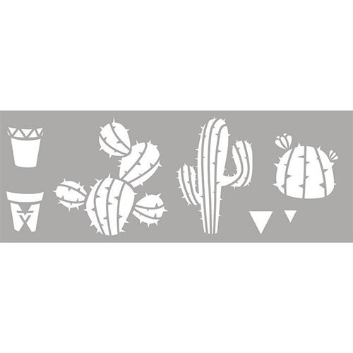 MegaCrea Pochoir 15 x 40 cm Cactus - Graine cr&eacute;ative