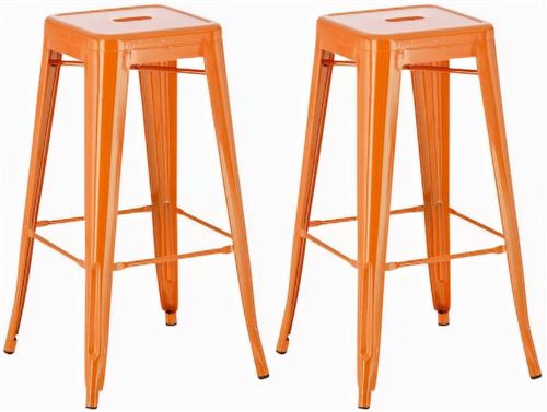 Lot de 2 Tabourets de Bar Design Joshua en Métal style industriel - Couleur Orange