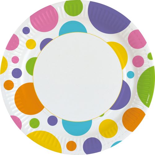 Amscan assiettes points 22,8 cm papier blanc 8 pièces