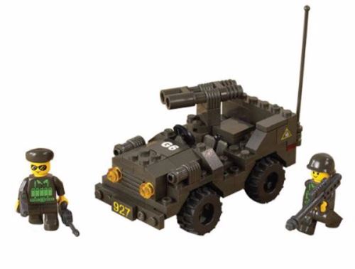 Jeu de construction brique emboitable sluban army jeep mitrailleuse m38-b5800 avec soldats