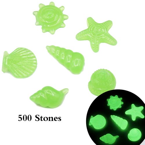 500 pcs / Sac Glow dans Dark Stone BRICOLAGE Décor Lumineux Cailloux Coloré Conch de Mer Shell Étoiles Roches pour Aquarium Fish Tank