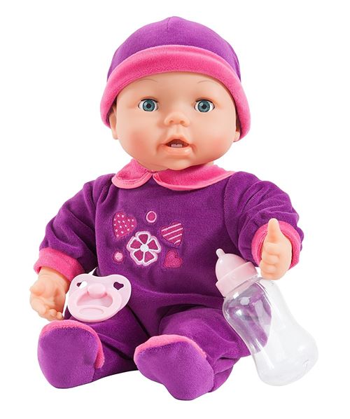 Bayer poupée avec des accessoires Magic Teeth 38 cm violet / rose trois pièces