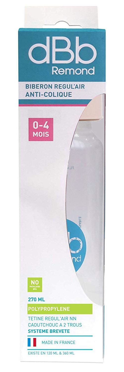 dBb Remond Régul'Air Biberon avec Tétine NN en Caoutchouc Rose 270 ml