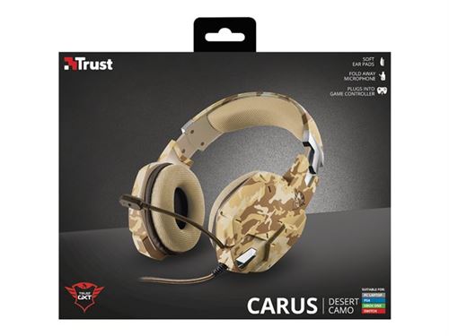 Trust GXT 322D CARUS - Gaming Edition - koptelefoon - over oor - met bekabeling - 3,5 mm-stekker - woestijn camoeflage